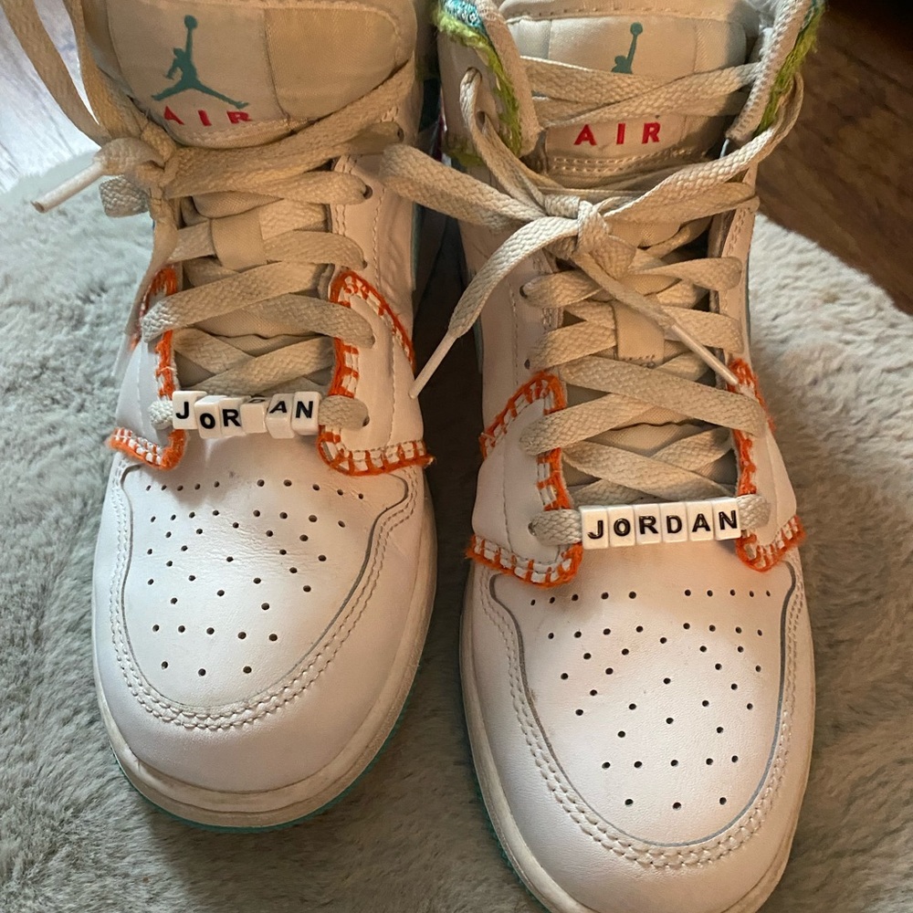 Jordan White and Orange Sneakers